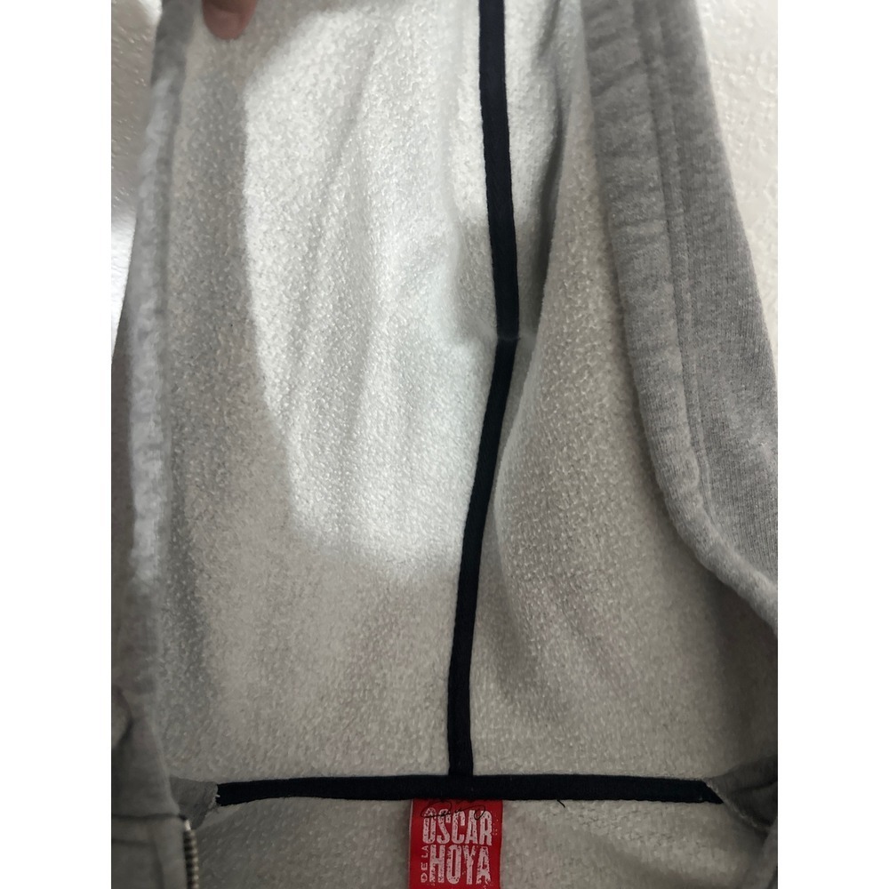 VTG Oscar De La Hoya Full Zip Hoodie Gray ODLH Boxing Graphic Mens Sweatshirt - Picture 9 of 10